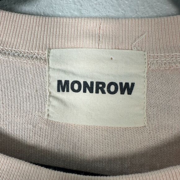 Monrow Abstract Painted Heart Long Sleeve Lightweight Cropped Sweater Size XS - Picture 3 of 4